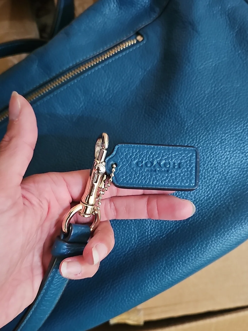 Coach Turquoise Leather Harley Bag